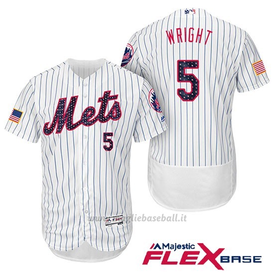 Maglia Baseball Uomo New York Mets 2017 Estrellas y Rayas David Wright Bianco Flex Base